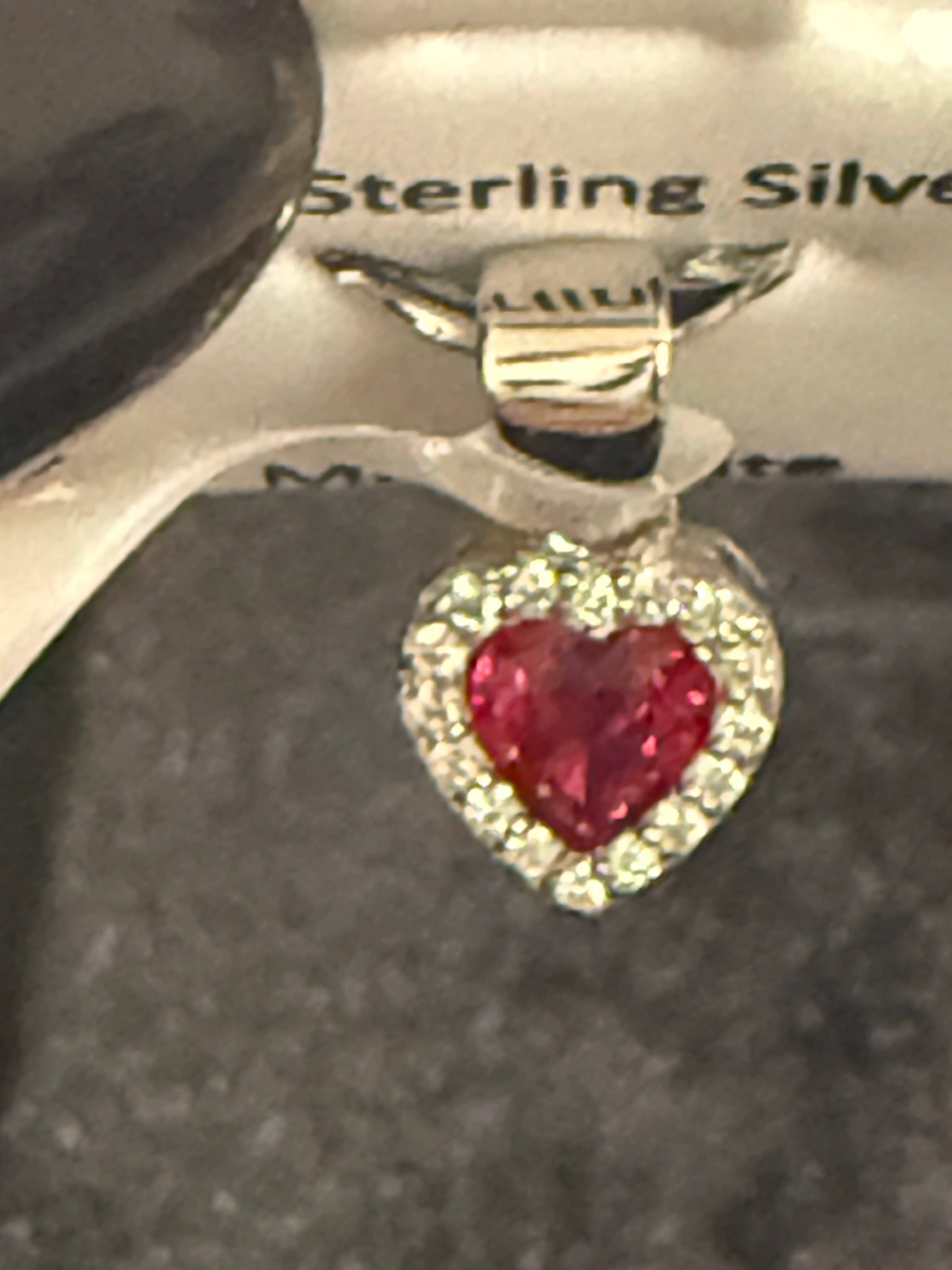 ❤️ Heart Moissanite & Ruby Pendant | 925 Sterling Silver