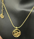 Christian Dior Adjustable Logo Pendant Necklace – Gold Tone (Signed Tag, Germany)