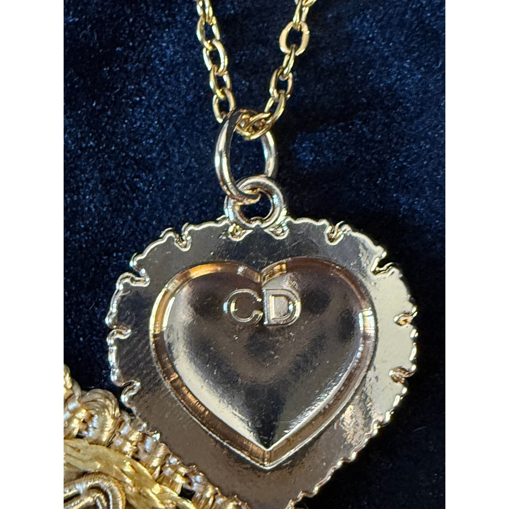 Jardin Heart | Reimagined Dior Charm Necklace Green Crystal Pendant